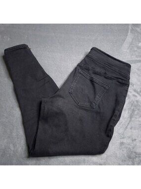 INC International Concepts Skinny Jeans 14 Black High Rise Gold Zipper